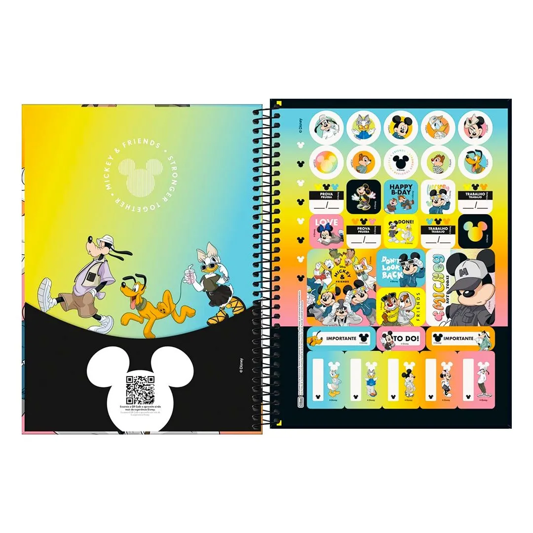 CADERNO UNIVERSITÁRIO MICKEY MOUSE REAL LIFE - 10 MATÉRIAS & 160 FOLHAS
