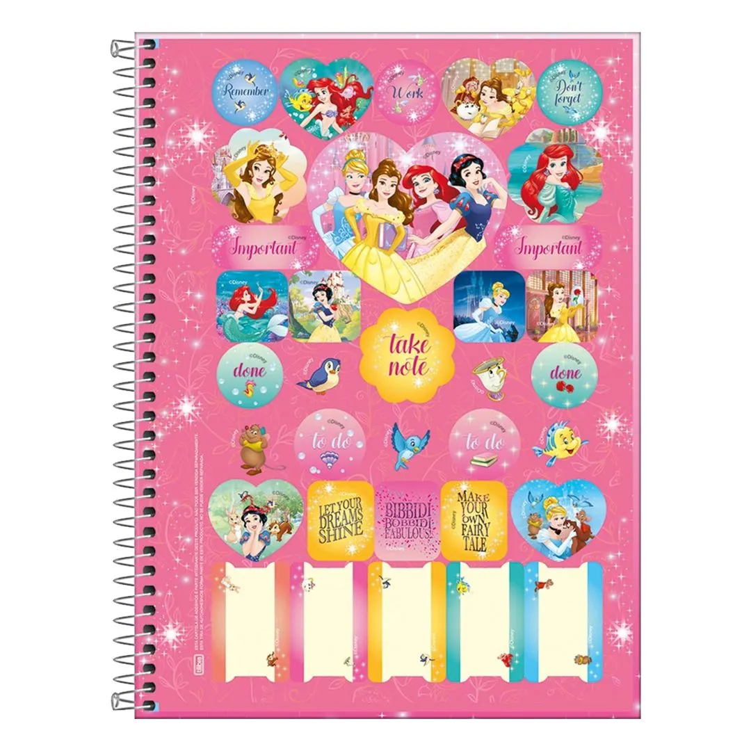 CADERNO UNIVERSITÁRIO PRINCESAS FIT - 10 MATÉRIAS & 160 FOLHAS
