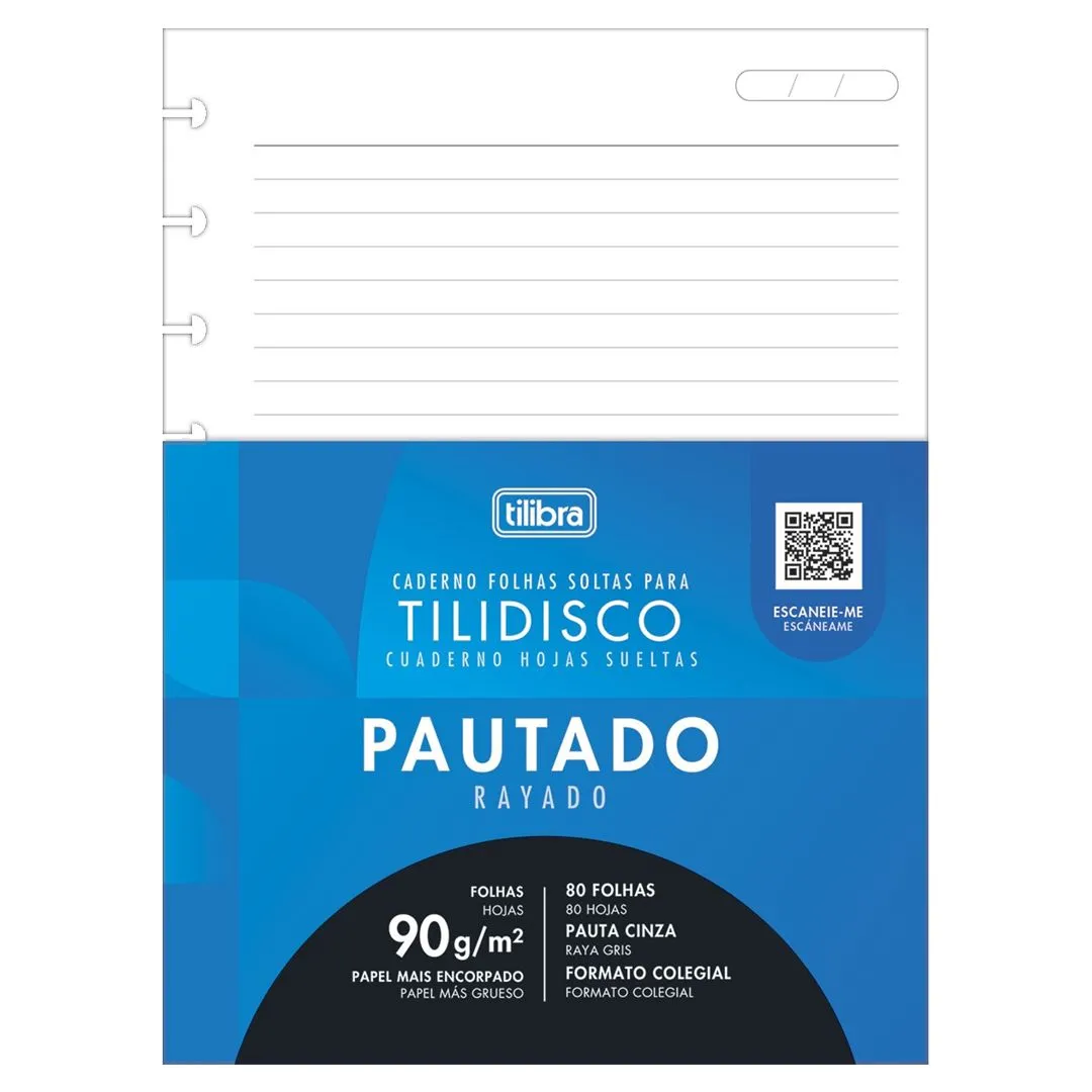 REFILL PARA TILIDISCOS COLEGIAL PAUTADO 80 FOLHAS