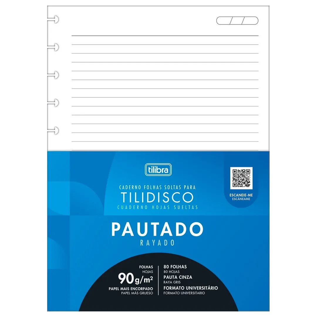 REFIL PARA TILIDISCO UNIVERSITÁRIO 80 FOLHAS- 90 GRAMAS
