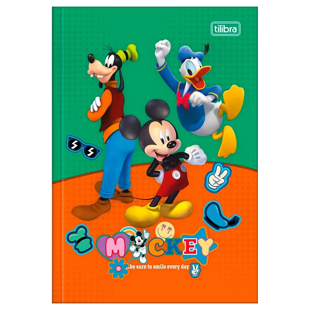 CADERNO BROCHURA CAPA DURA MICKEY 80 FOLHAS- SORTIDO