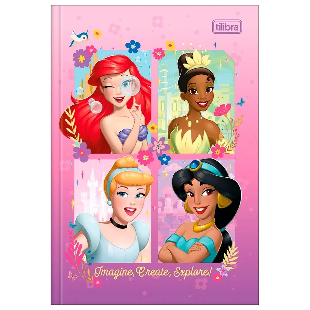 CADERNO BROCHURA CAPA DURA PRINCESAS 80 FOLHAS- SORTIDO