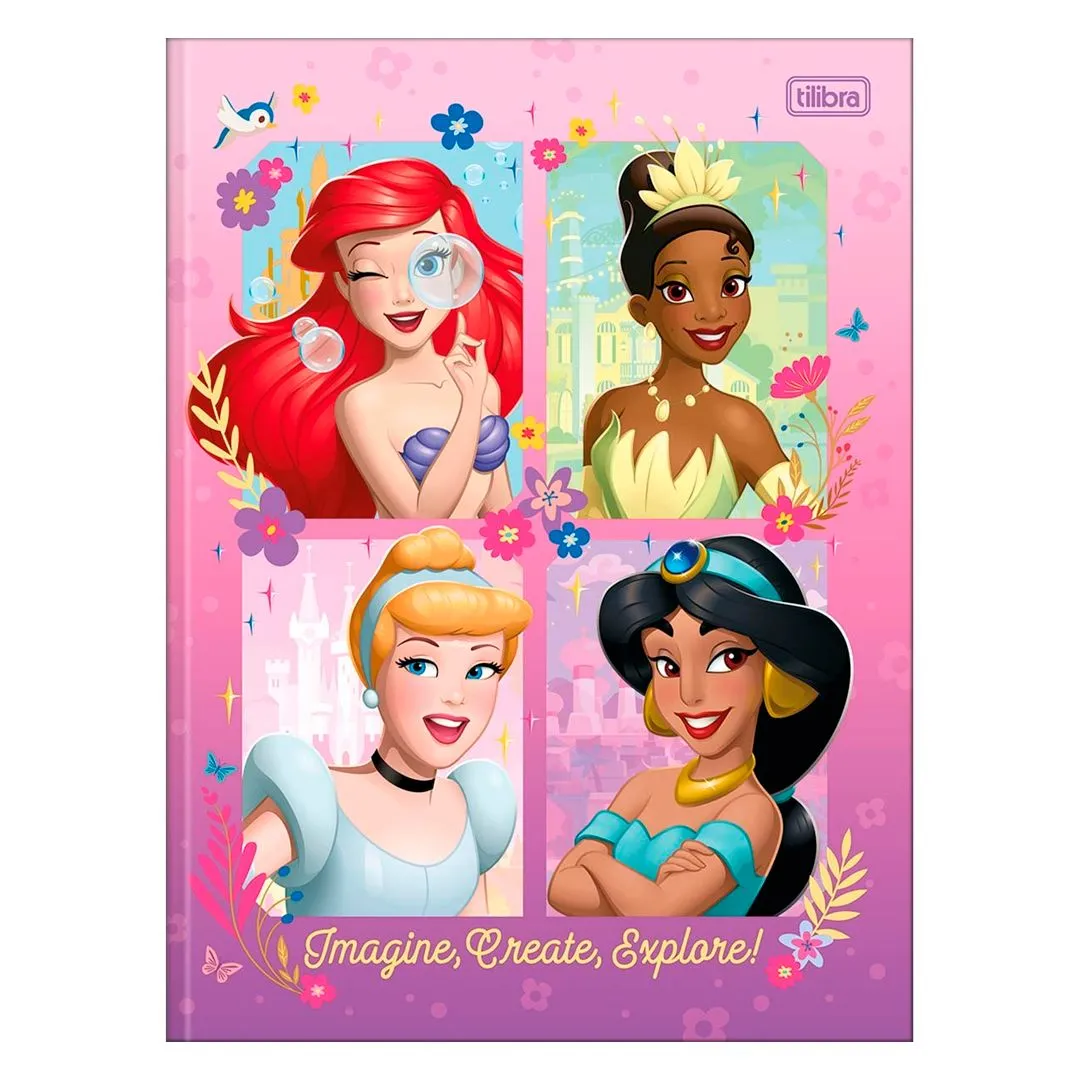 CADERNO BROCHURA CAPA DURA UNIVERSITÁRIO PRINCESAS 48 FOLHAS- SORTIDO