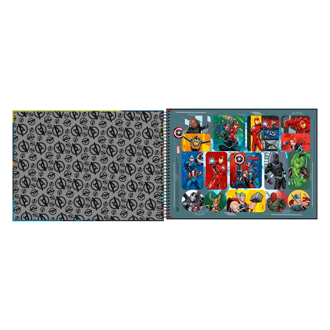 CADERNO DE CARTOGRAFIA E DESENHO ESPIRAL CAPA DURA AVENGERS 80 FOLHAS- SORTIDO