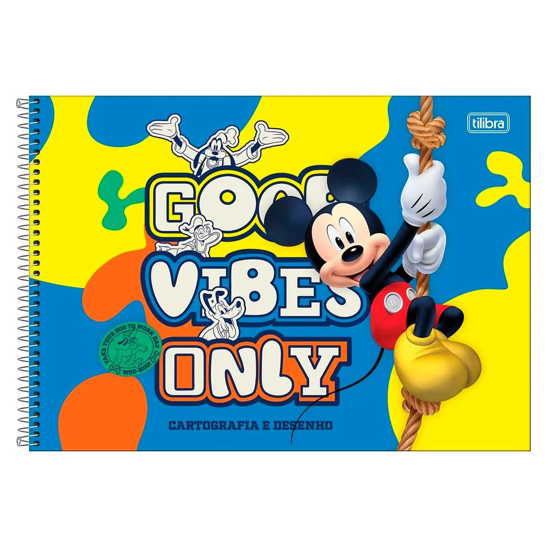 CADERNO DE CARTOGRAFIA E DESENHO ESPIRAL CAPA DURA MICKEY 80 FOLHAS- SORTIDO