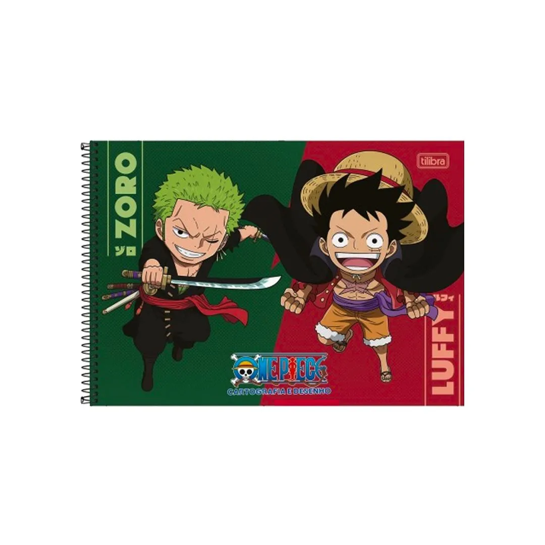 CADERNO ESPIRAL CAPA DURA DE CARTOGRAFIA E DESENHO ONE PIECE - 80 FOLHAS