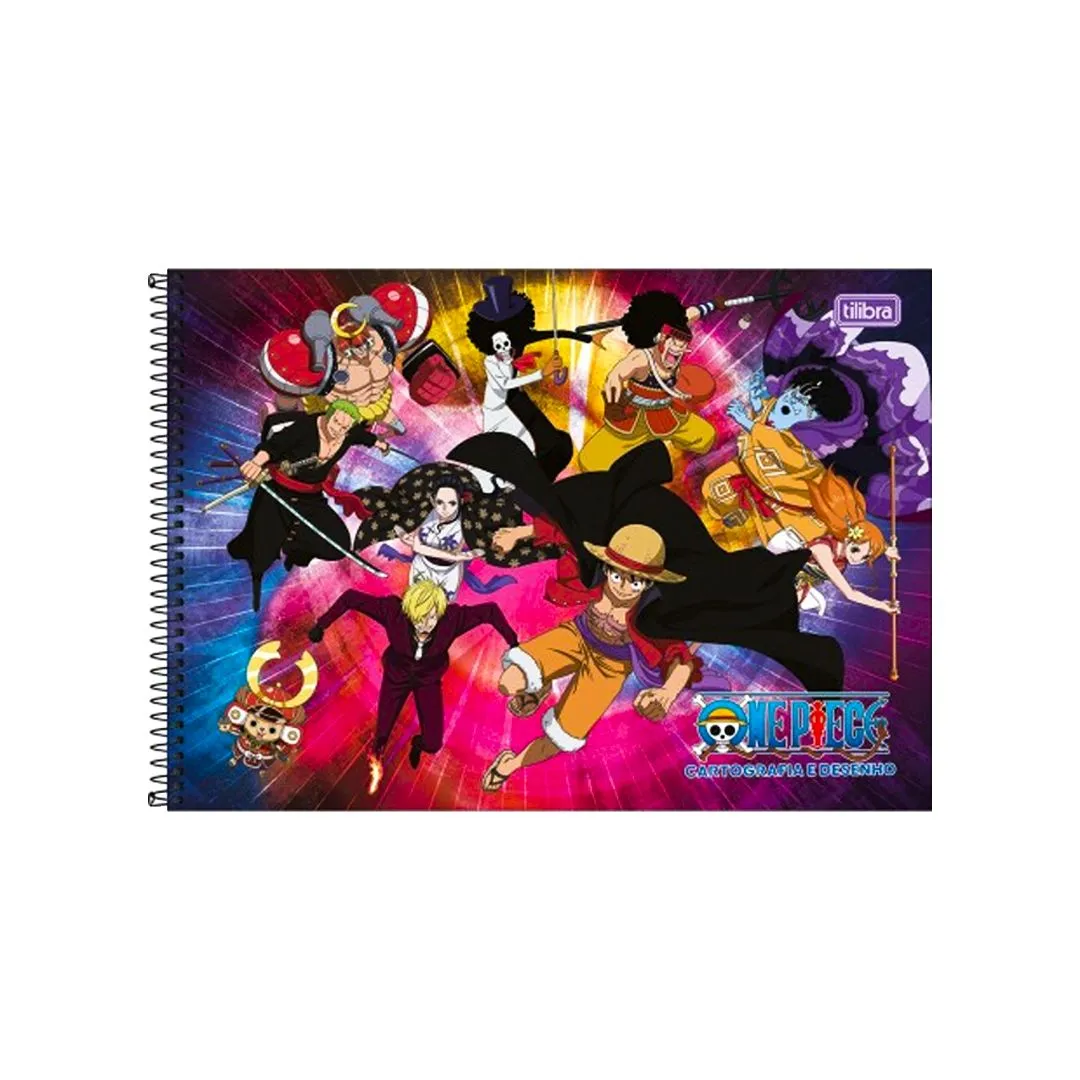 CADERNO ESPIRAL CAPA DURA DE CARTOGRAFIA E DESENHO ONE PIECE - 80 FOLHAS