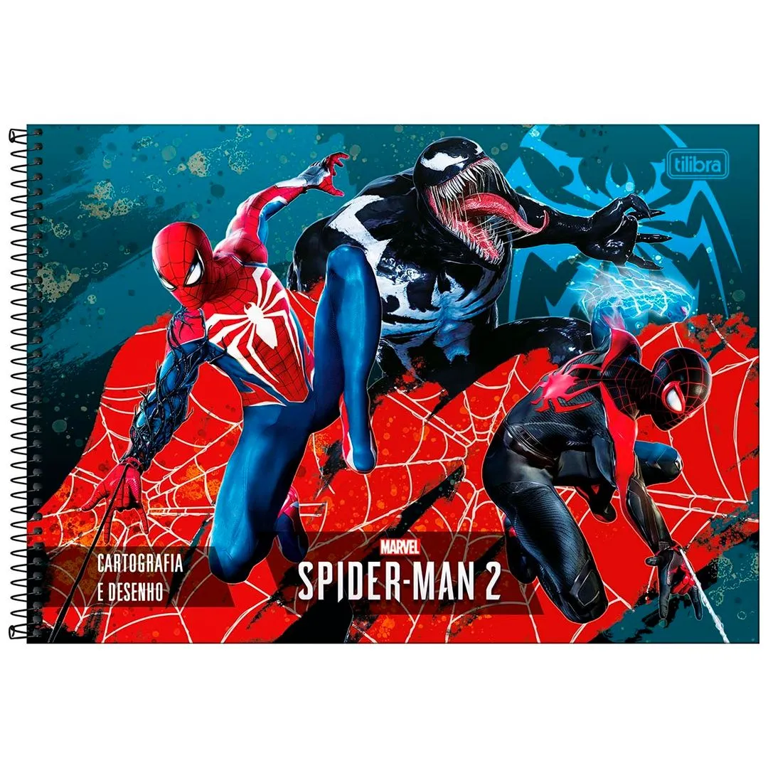 CADERNO DE CARTOGRAFIA E DESENHO ESPIRAL CAPA DURA SPIDER MAN GAME 80 FOLHAS- SORTIDO