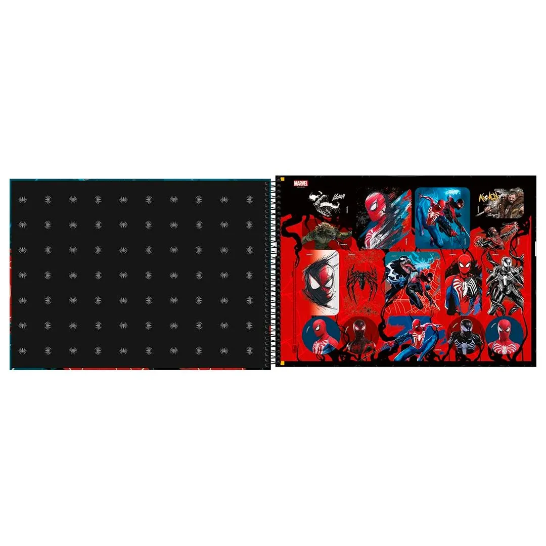 CADERNO DE CARTOGRAFIA E DESENHO ESPIRAL CAPA DURA SPIDER MAN GAME 80 FOLHAS- SORTIDO