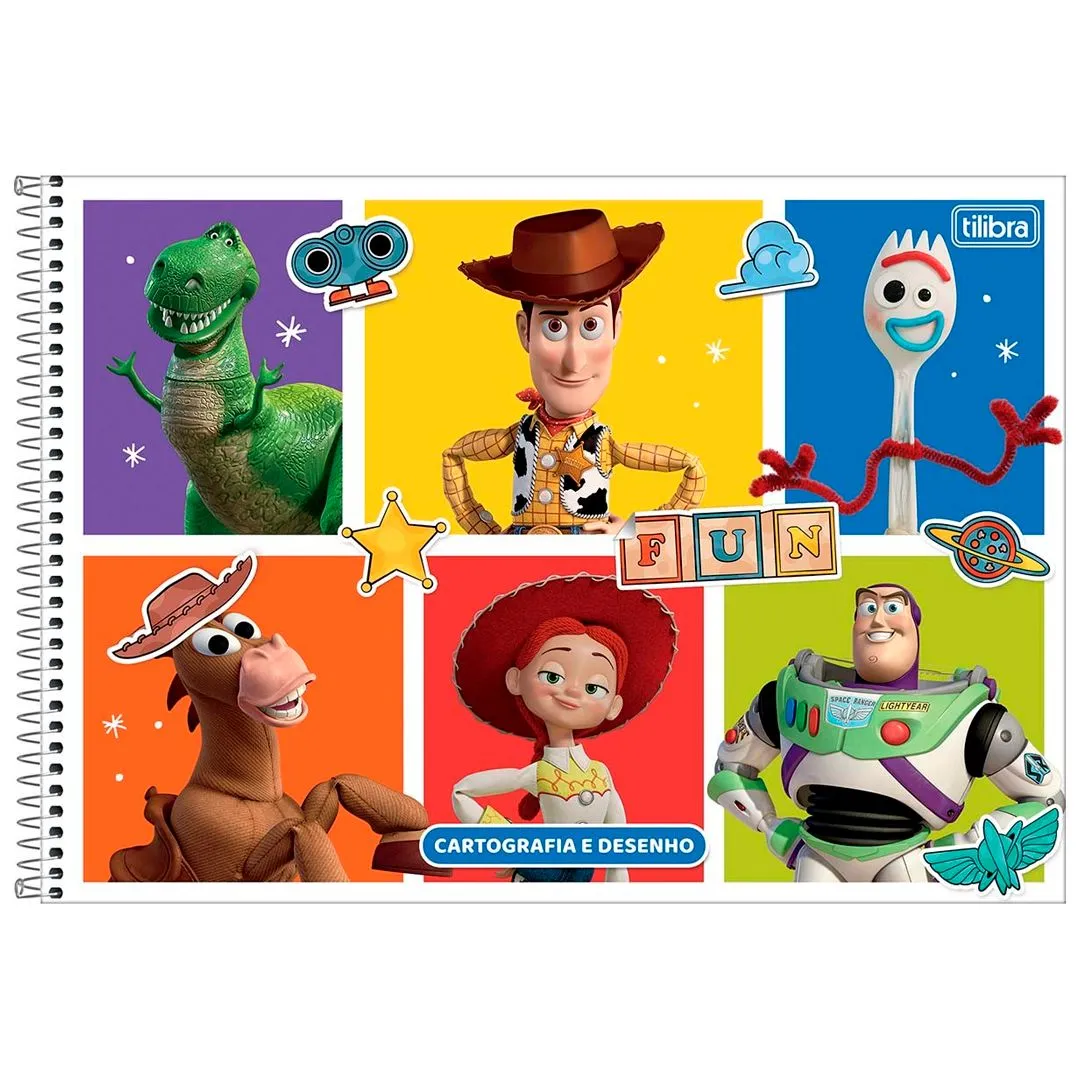 CADERNO DE CARTOGRAFIA E DESENHO ESPIRAL CAPA DURA TOY STORY 80 FOLHAS- SORTIDO