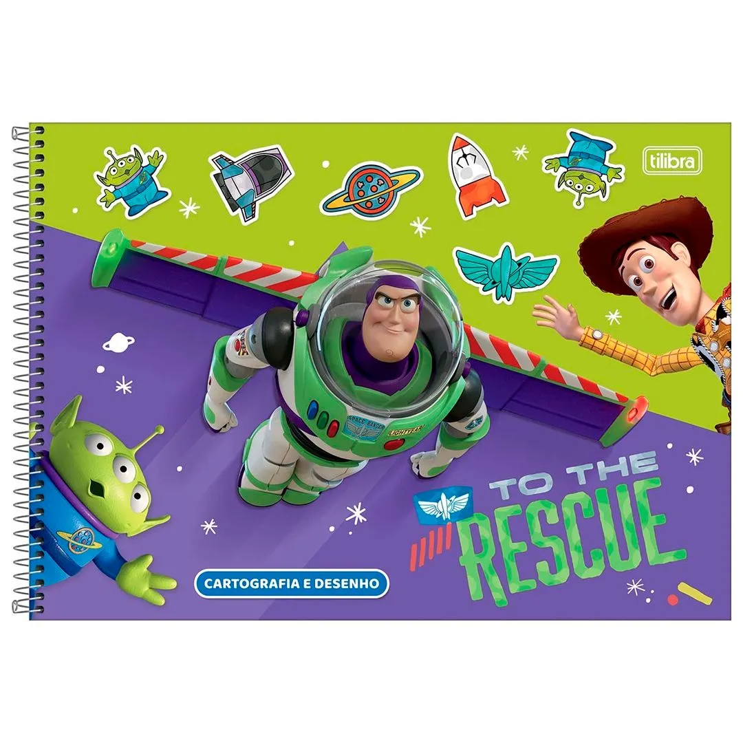 CADERNO DE CARTOGRAFIA E DESENHO ESPIRAL CAPA DURA TOY STORY 80 FOLHAS- SORTIDO