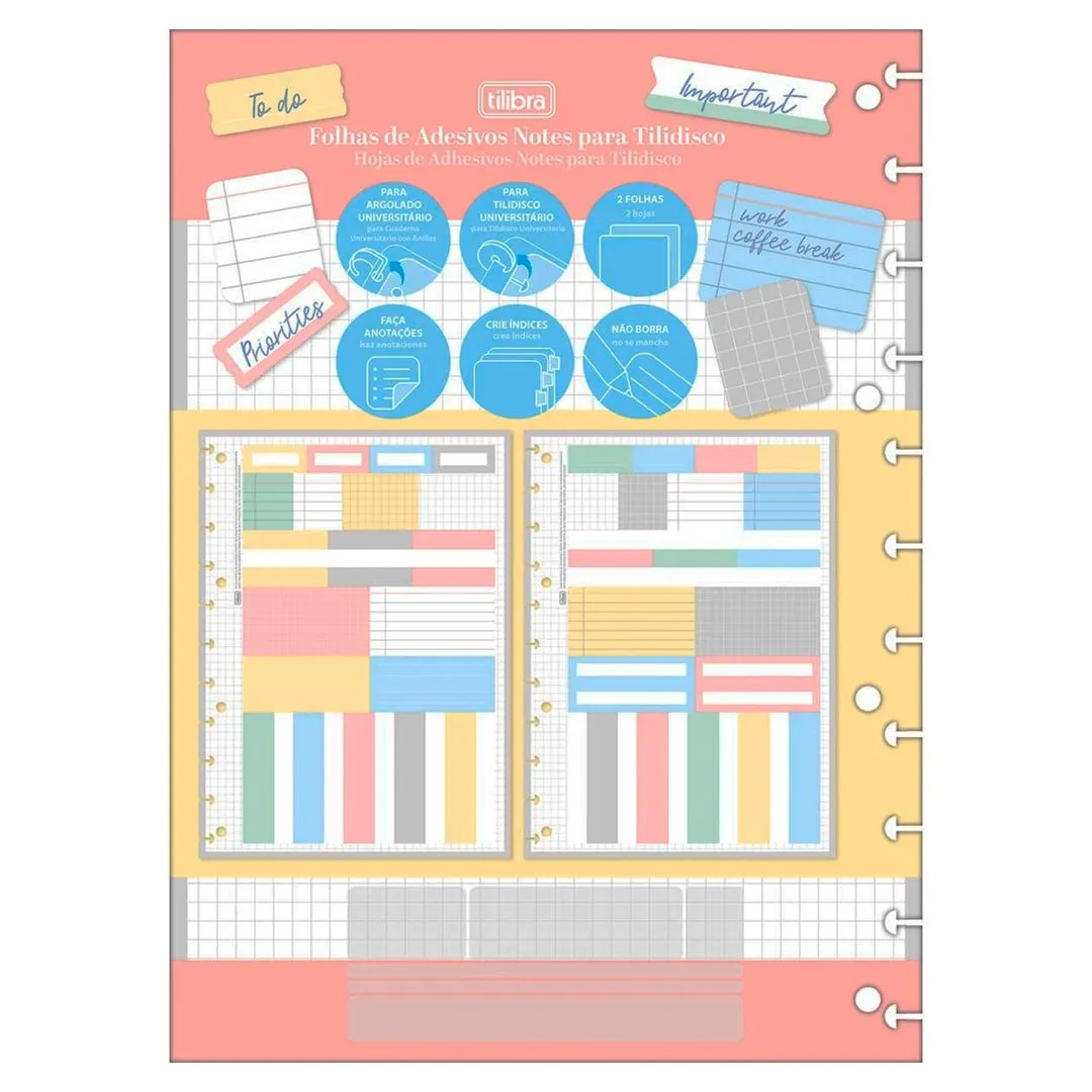 FOLHAS DE ADESIVOS NOTES PARA TILIDISCOS 2 FOLHAS