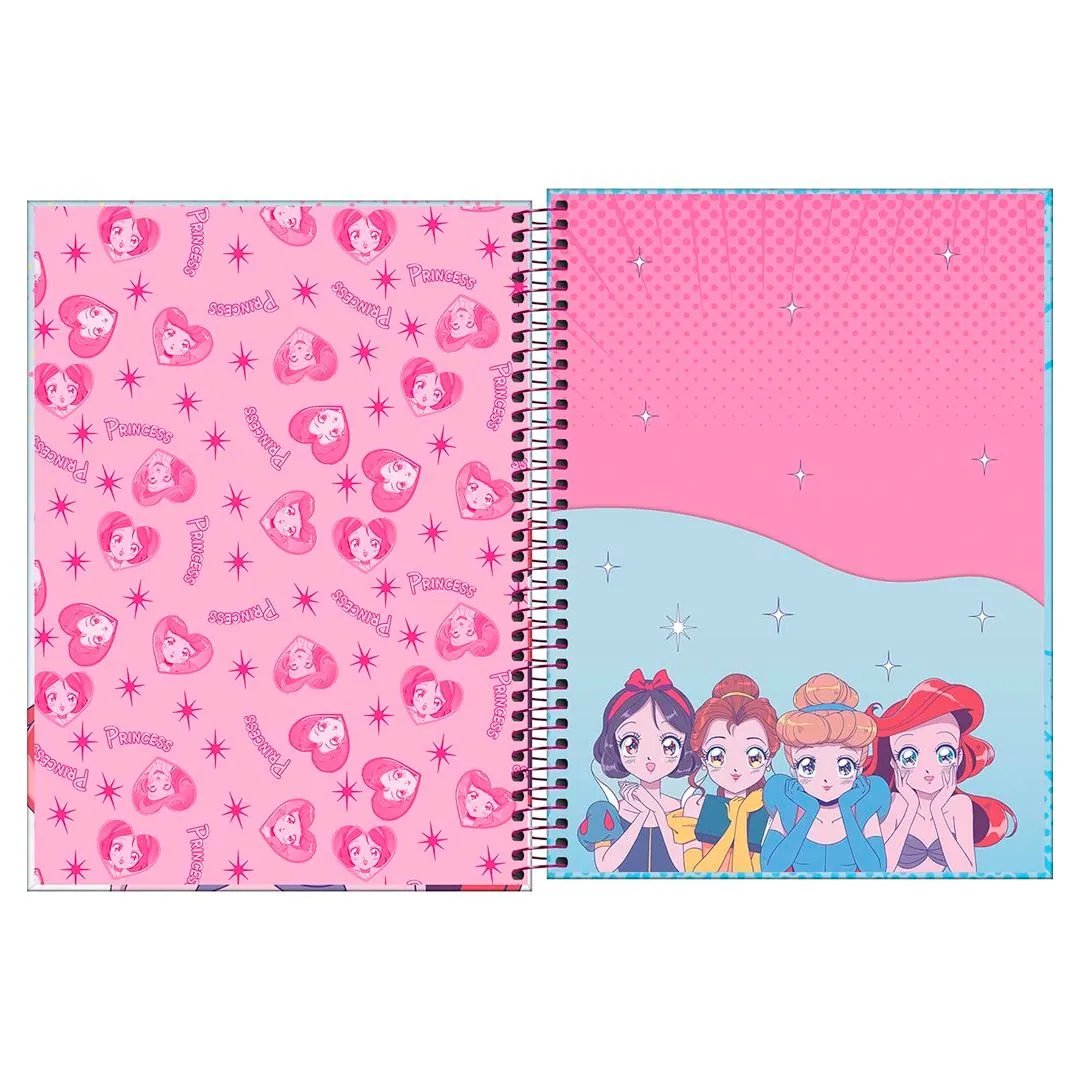 CADERNO CAPA DURA UNIVERSITÁRIO PRINCESAS MANGÁ- SORTIDO