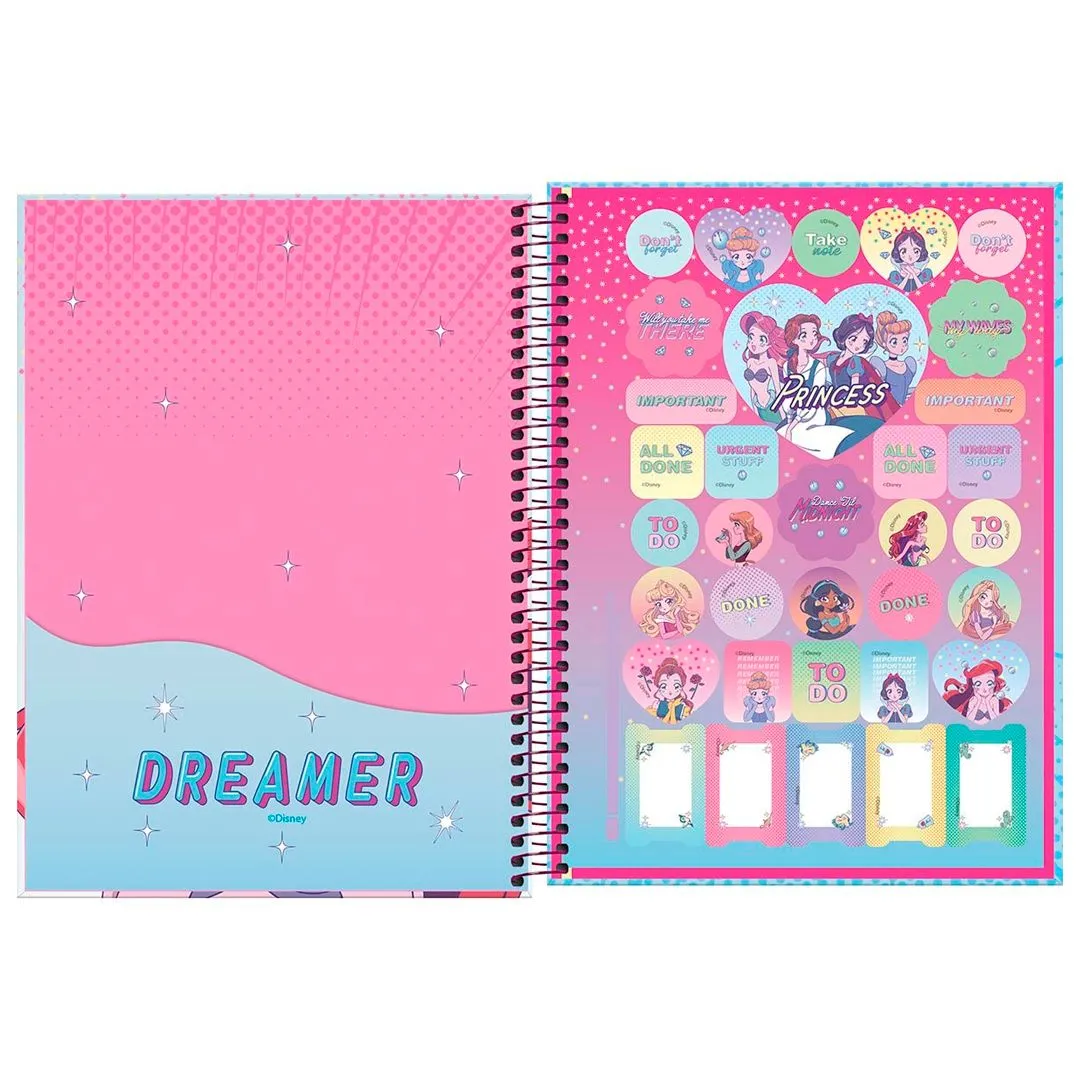 CADERNO CAPA DURA UNIVERSITÁRIO PRINCESAS MANGÁ- SORTIDO