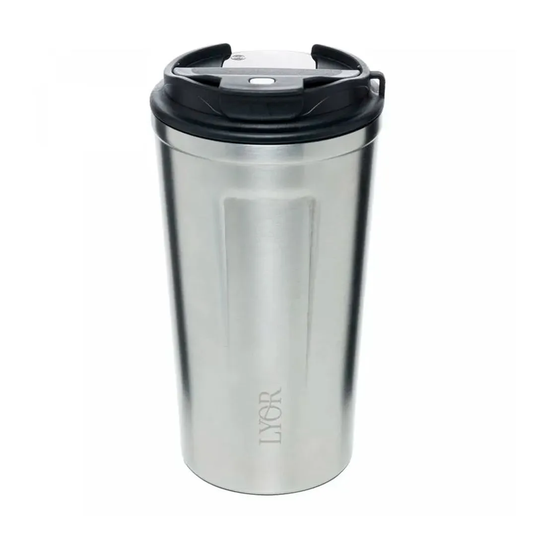 COPO TÉRMICO DE AÇO INOX PAREDE DUPLA C/TAMPA E TERMOMETRO MOTION 500ML