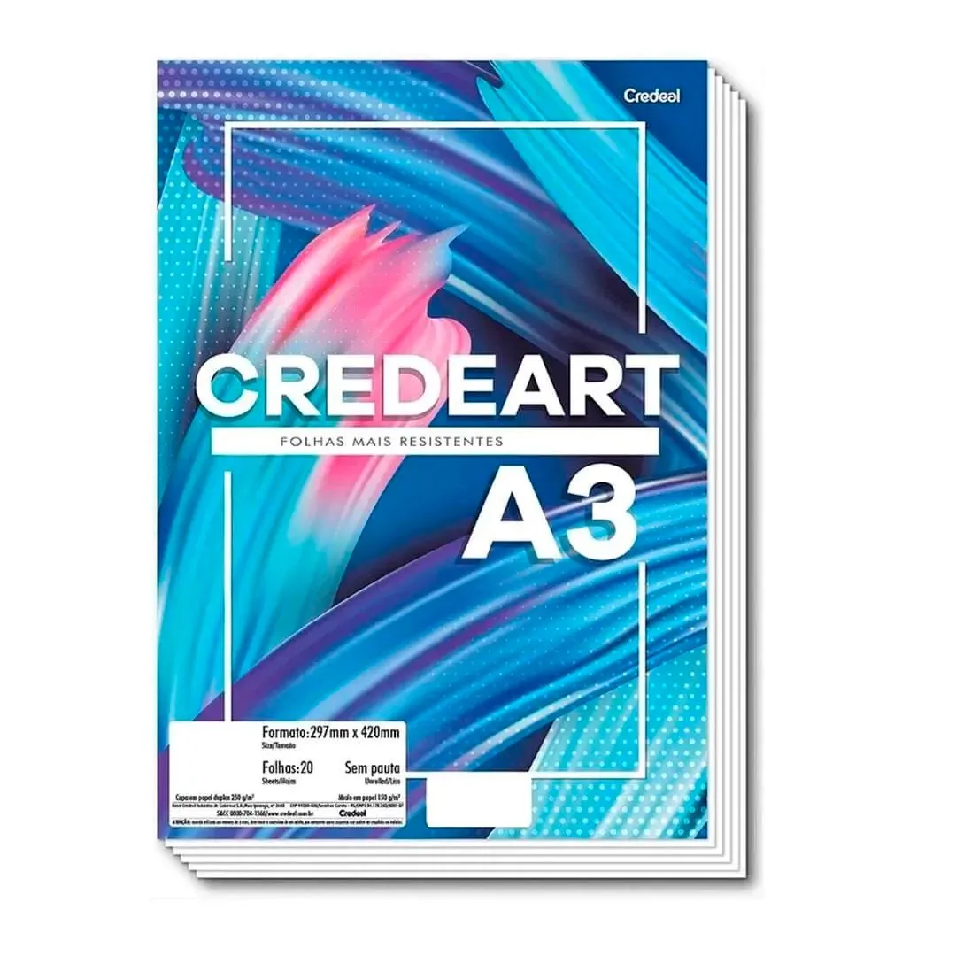BLOCO DE DESENHO A3 20 FOLHAS CREDEART
