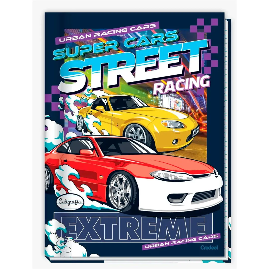 CADERNO BROCHURA 1/4 COST. C/D 48 FOLHAS- SUPER CARS