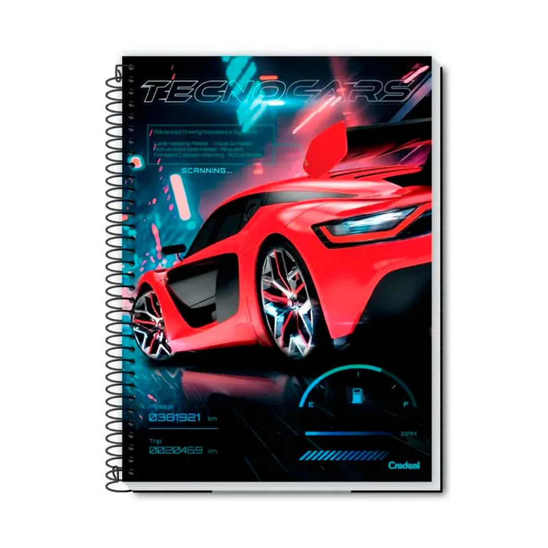 CADERNO UNIVERSITÁRIO C/D 1M 96 FOLHAS TECNOCARS