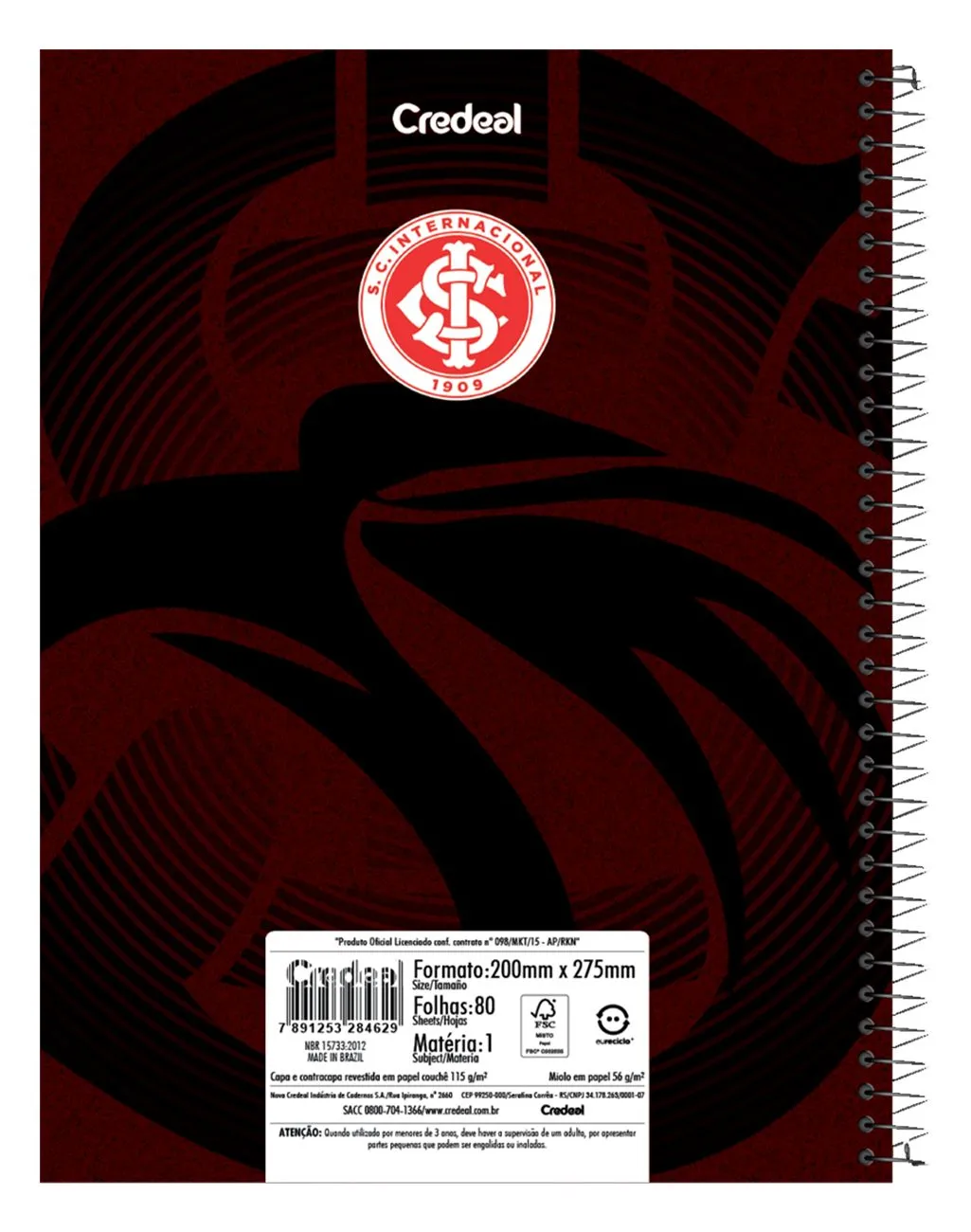 CADERNO 1/4 CAPA DURA 80 FOLHAS- INTERNACIONAL- CERT. FSC