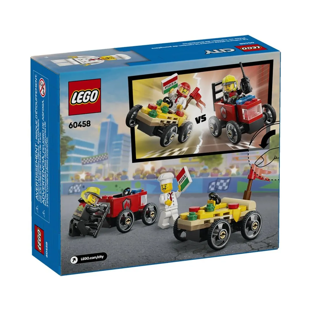  PACK DE CARROS DE CORRIDA PIZZA VS CAMINHAO DOS BOMBEIROS