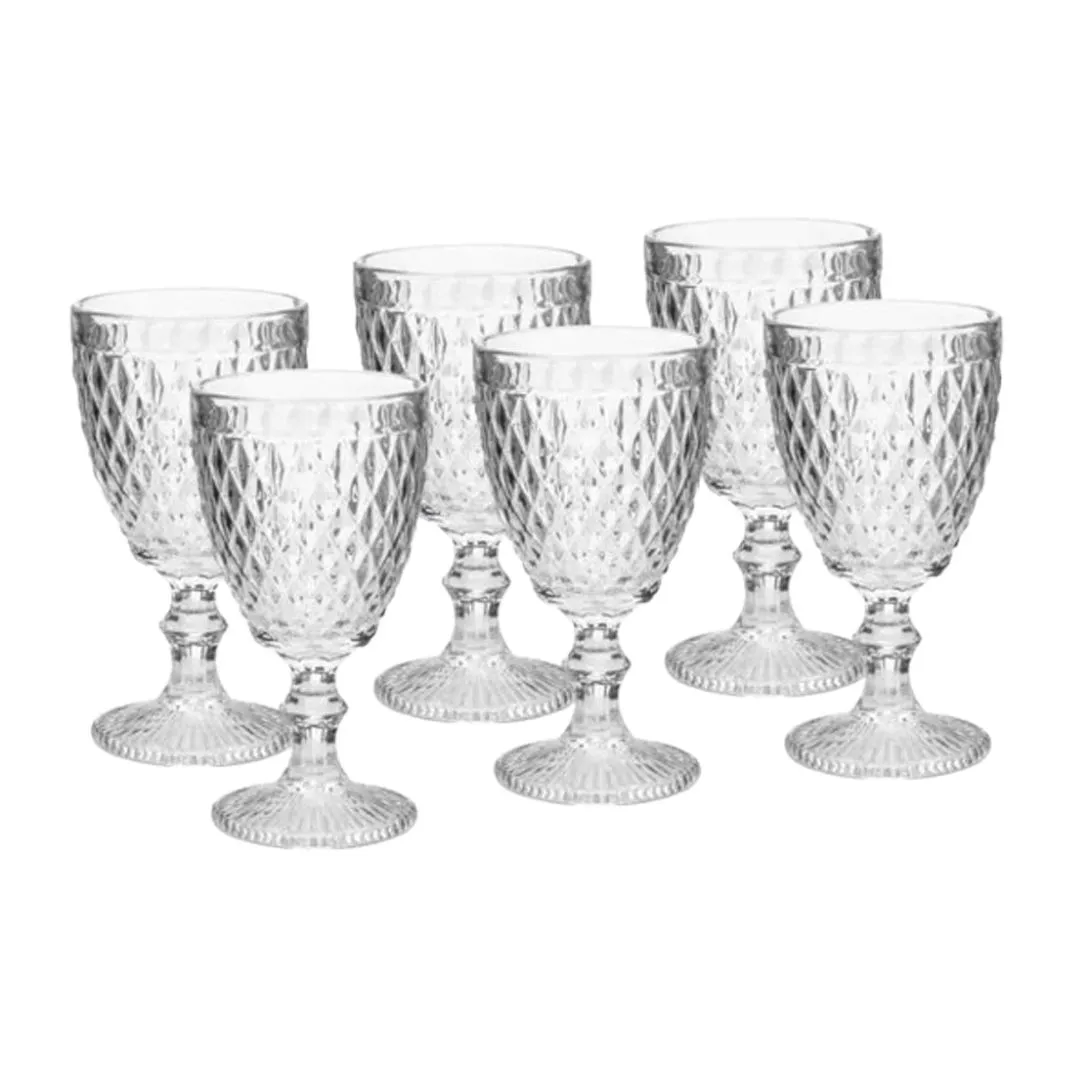 CONJUNTO 6 TACAS DE VIDRO SODO-CALCICO PARA VINHO BICO DE ABACAXI 265 ML