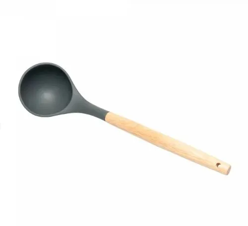 CJ 5 UTENSILIOS PARA COZINHA DE SILICONE COM SUPORTE CINZA