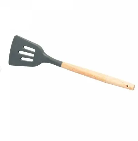 CJ 5 UTENSILIOS PARA COZINHA DE SILICONE COM SUPORTE CINZA