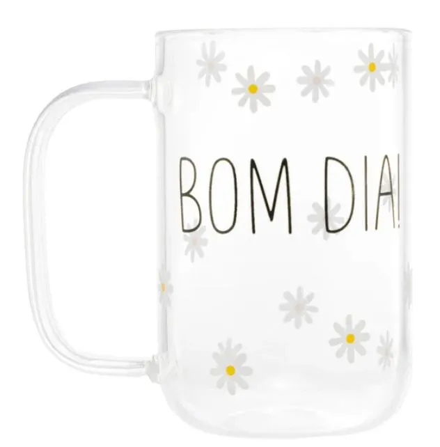 CONJUNTO 2 CANECAS VIDRO RESISTENTE AO CALOR - BOM DIA 280ml