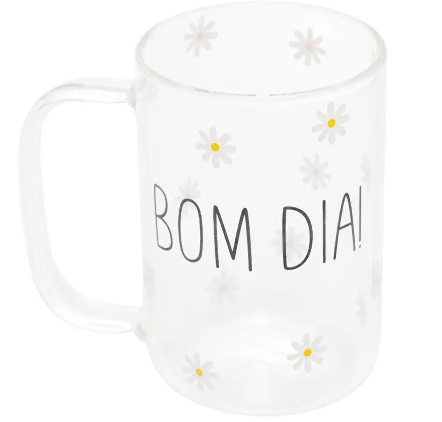 CONJUNTO 2 CANECAS VIDRO RESISTENTE AO CALOR - BOM DIA 280ml
