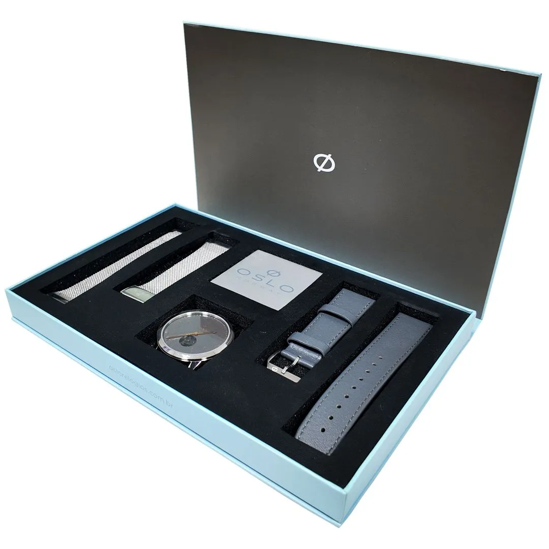 Relógio Oslo Prateado Masculino G1SX - Estojo