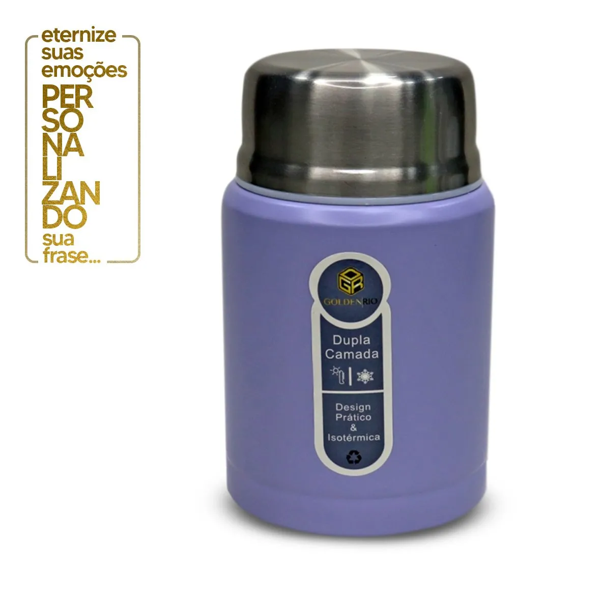 POTE ISOTÉRMICO COM COLHER EM AÇO INOX 500ML 