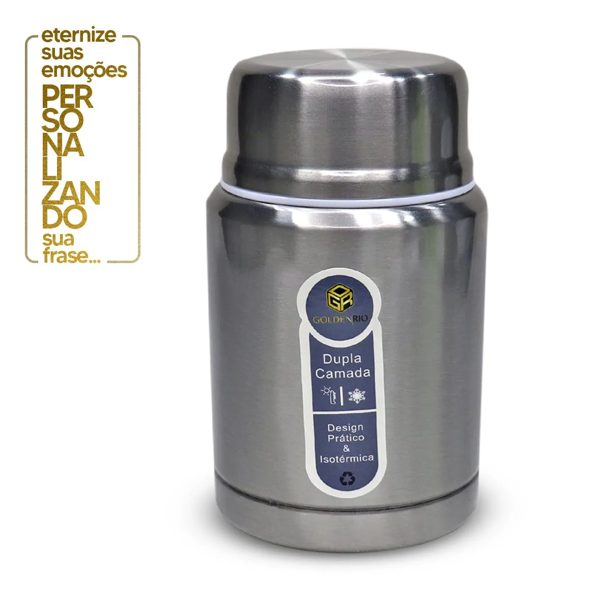 POTE ISOTÉRMICO COM COLHER EM AÇO INOX 500ML 