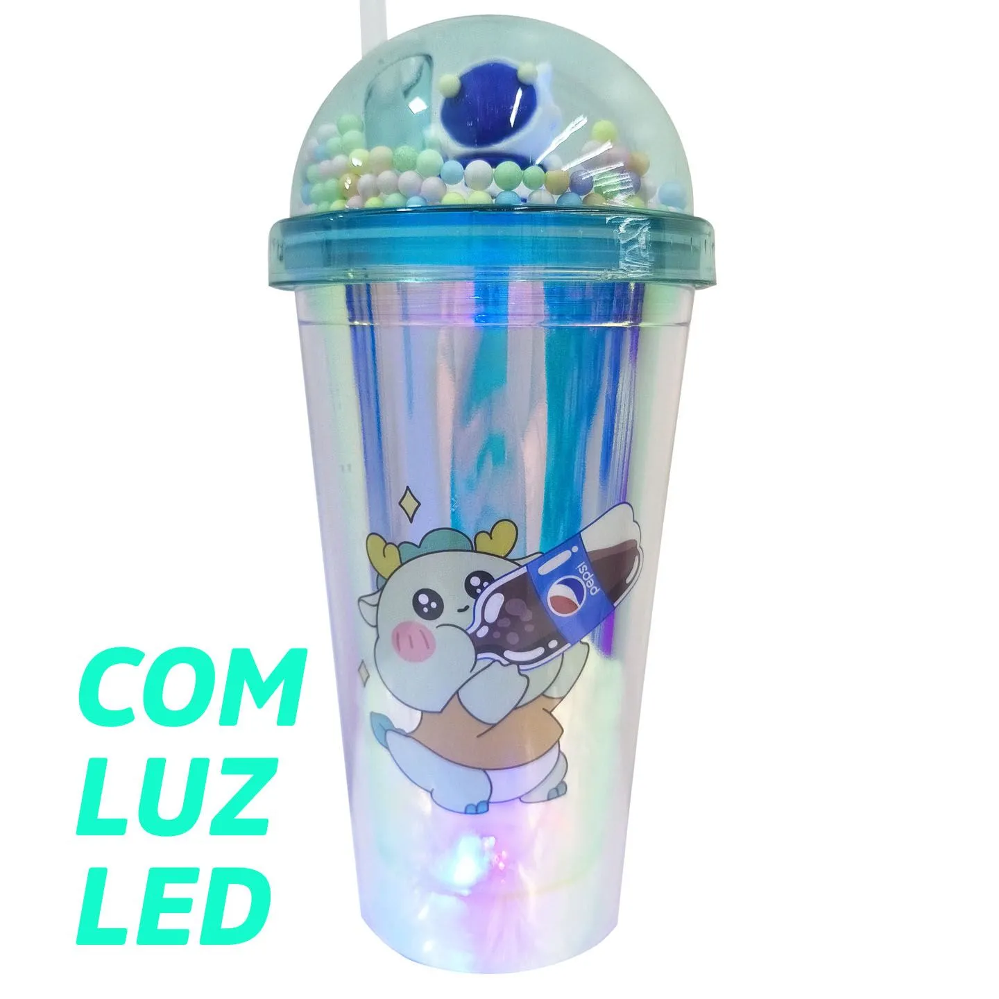 COPO ACRÍLICO COM LUZ 450ML VERDE