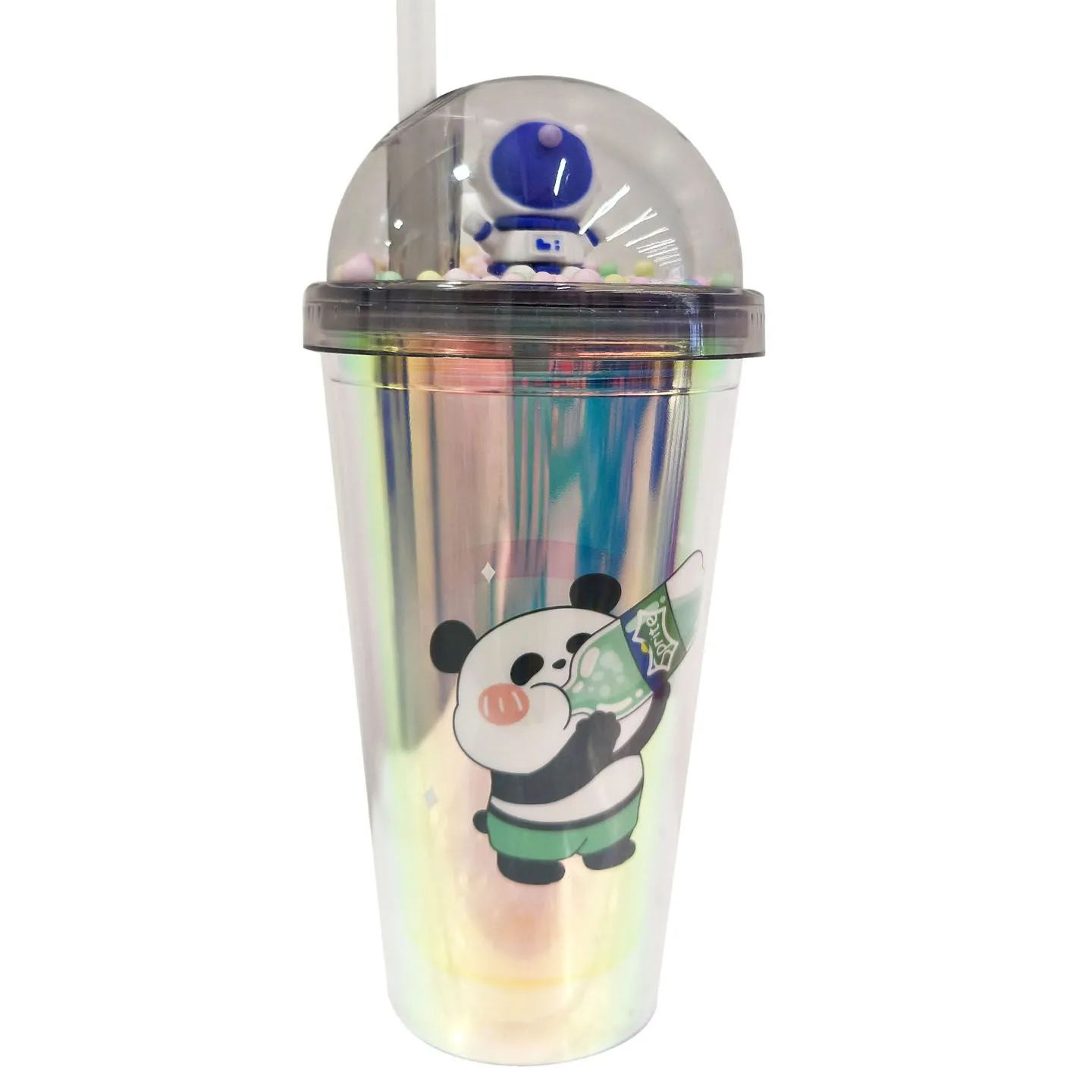 COPO COM LED, TAMPA BOLHA E CANUDO 450ML