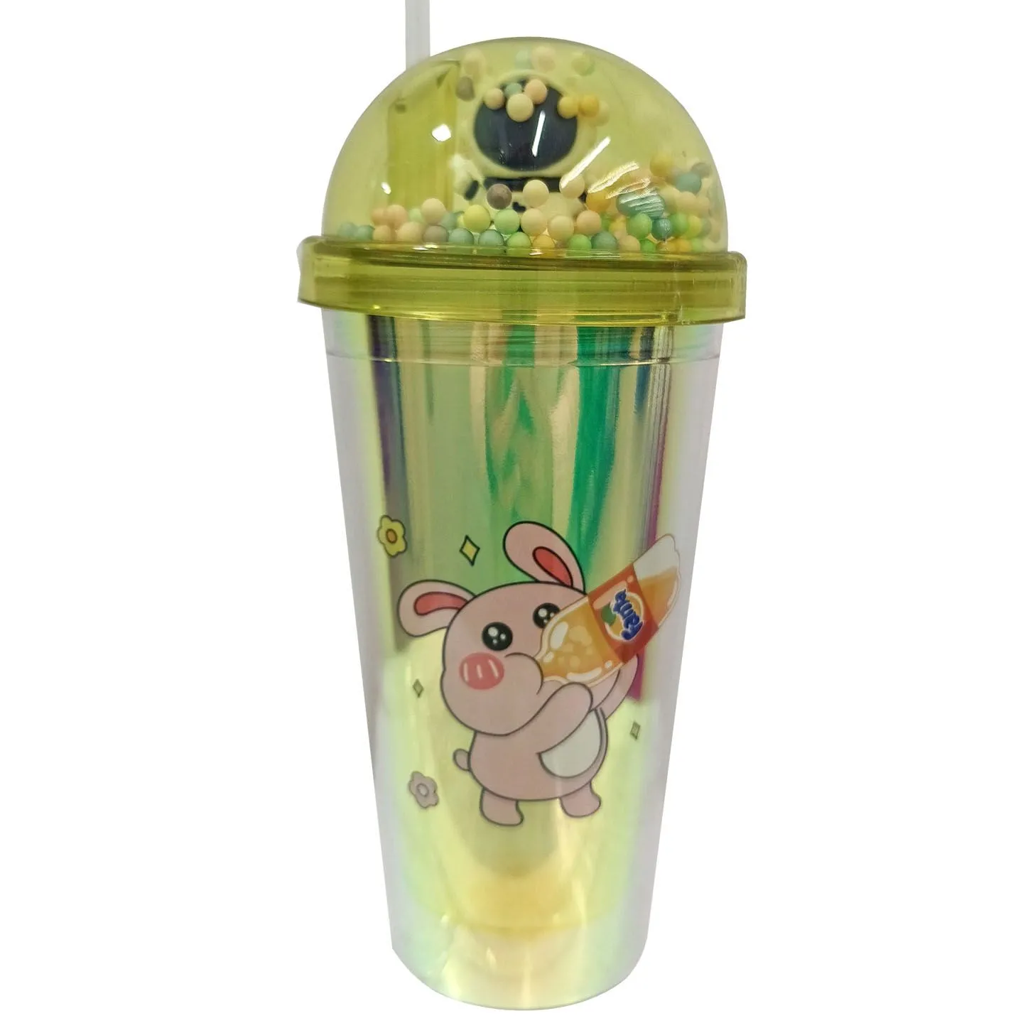 COPO COM LED, TAMPA BOLHA E CANUDO 450ML