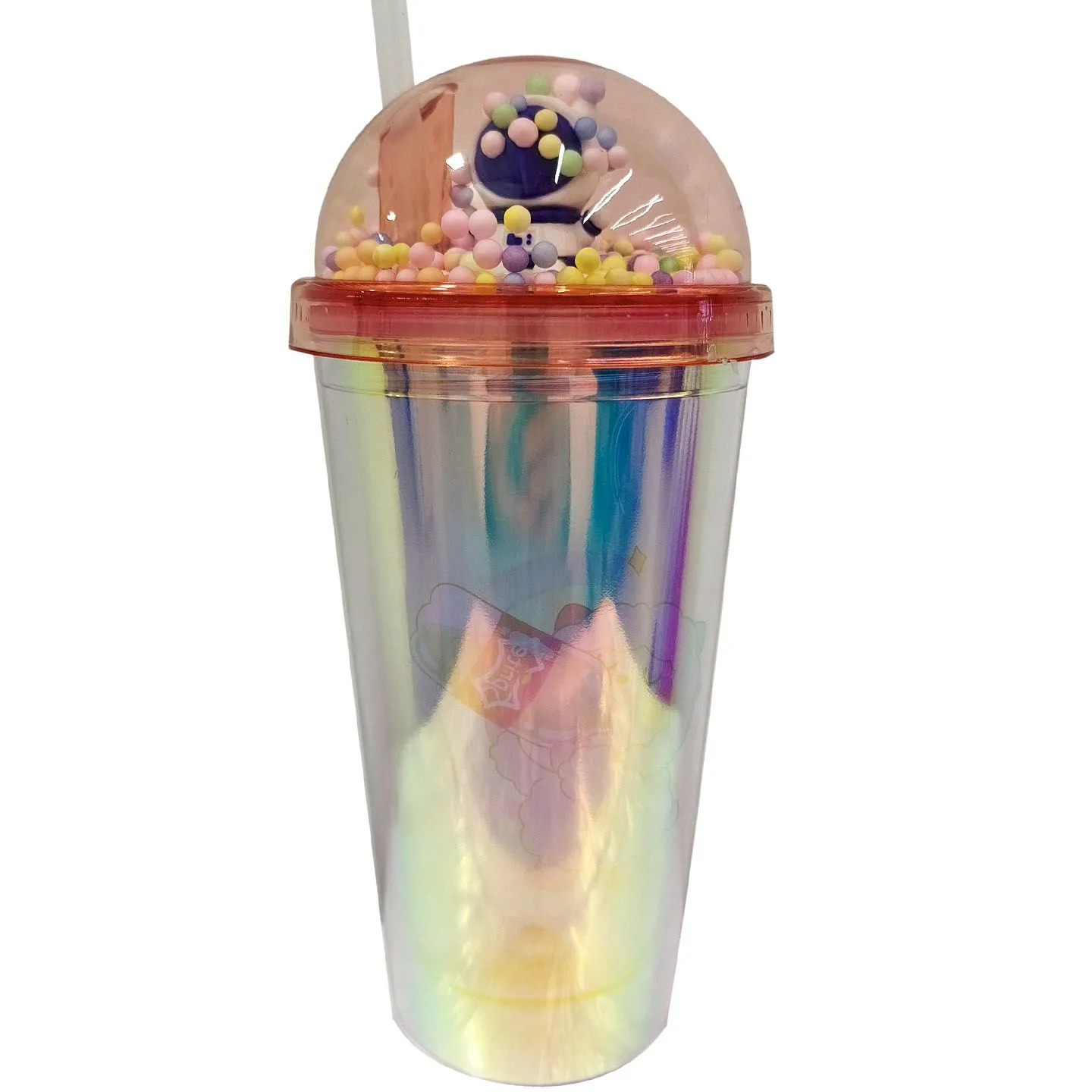 COPO COM LED, TAMPA BOLHA E CANUDO 450ML