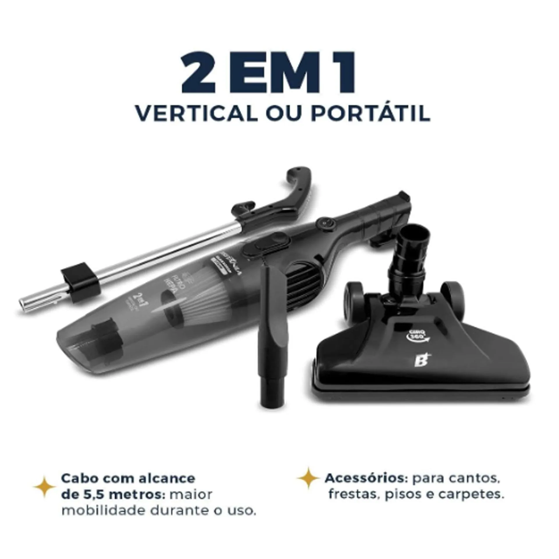 ASPIRADOR DE PÓ VERTICAL BRITÂNIA 2 EM 1 BAS1295P