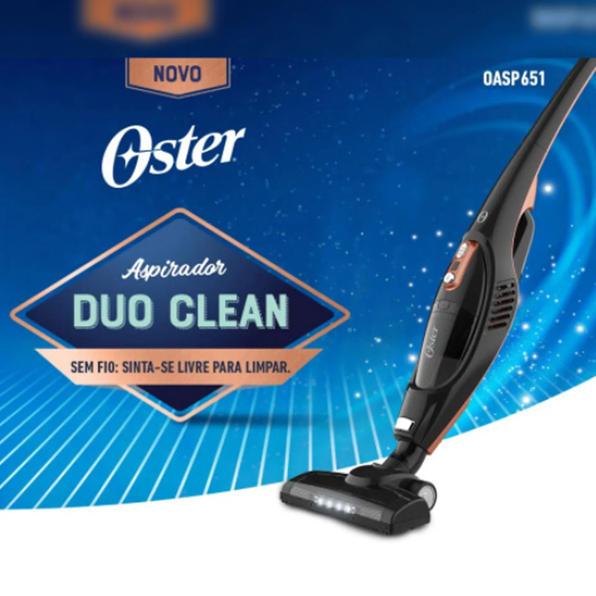 ASPIRADOR DE PÓ VERTICAL SEM FIO OSTER DUO CLEAN 2 em 1 - BATERIA