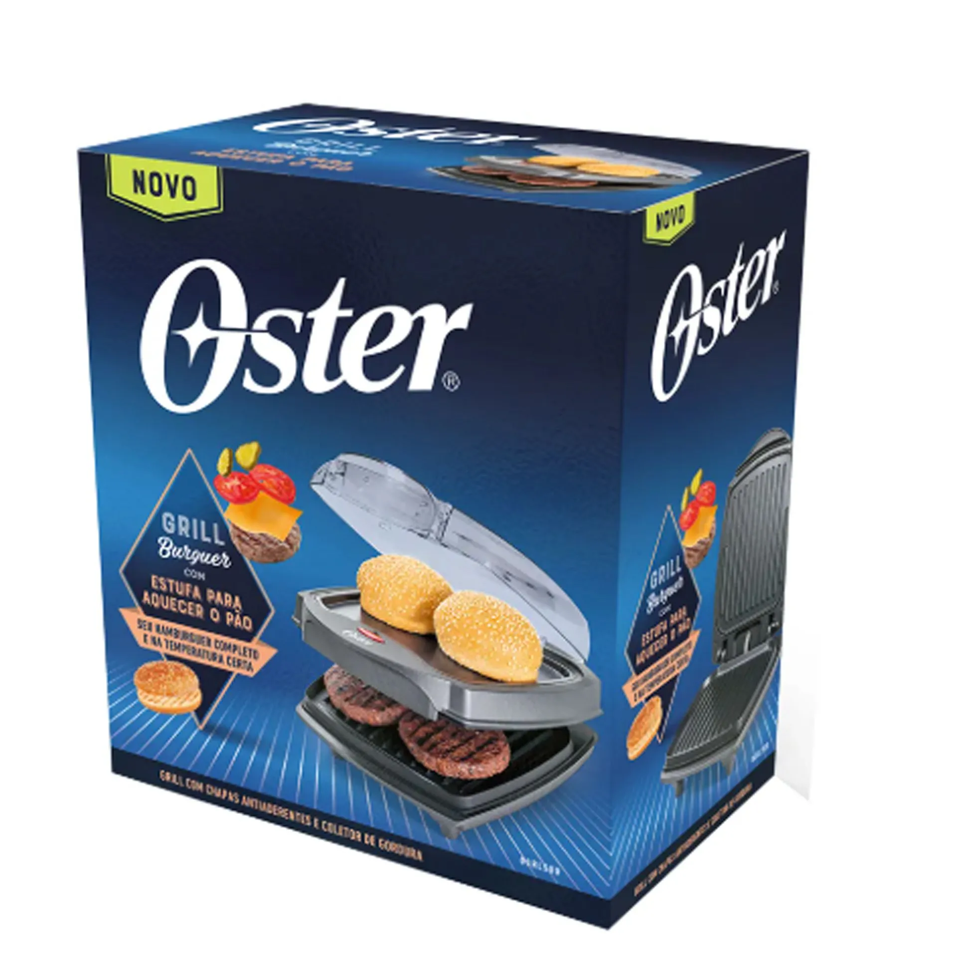 GRILL ELÉTRICO BURGUER OSTER 2 em 1 C/ ESTUFA