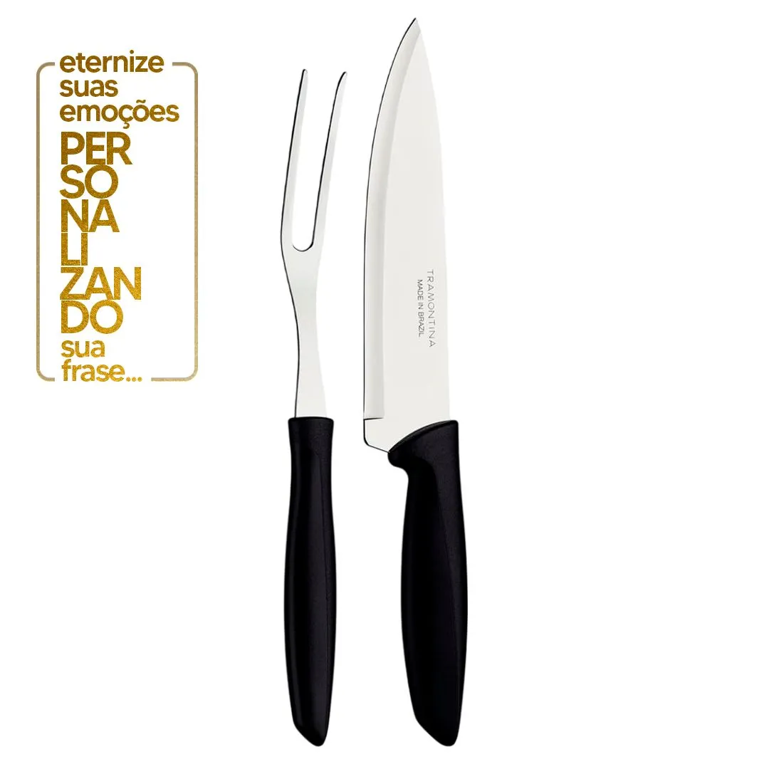 JOGO TRINCHANTE 2 PEÇAS PLENUS PRETO - SORTIDO COM LÂMINAS DE AÇO E CABO DE MADEIRA