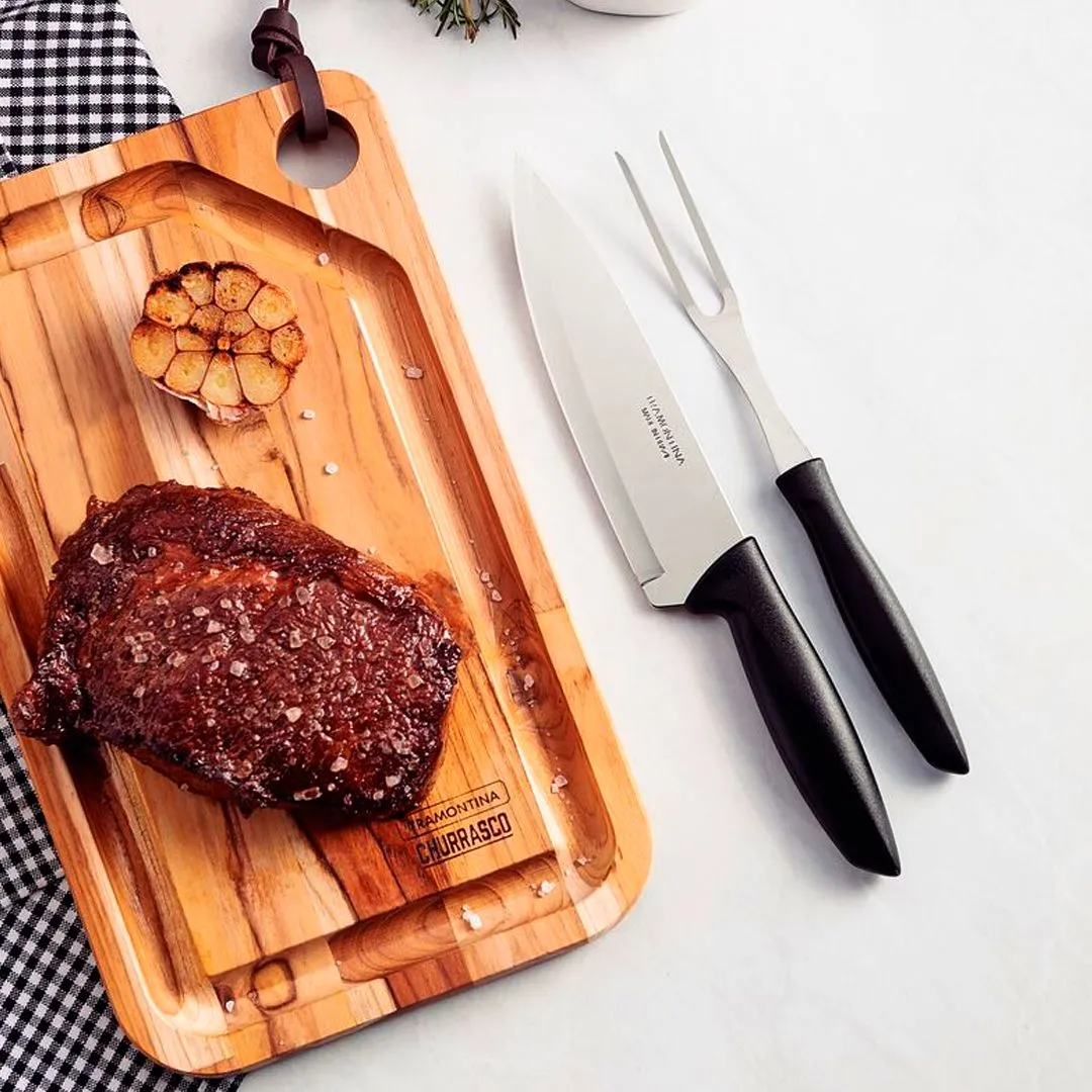 JOGO TRINCHANTE 2 PEÇAS PLENUS PRETO - SORTIDO COM LÂMINAS DE AÇO E CABO DE MADEIRA