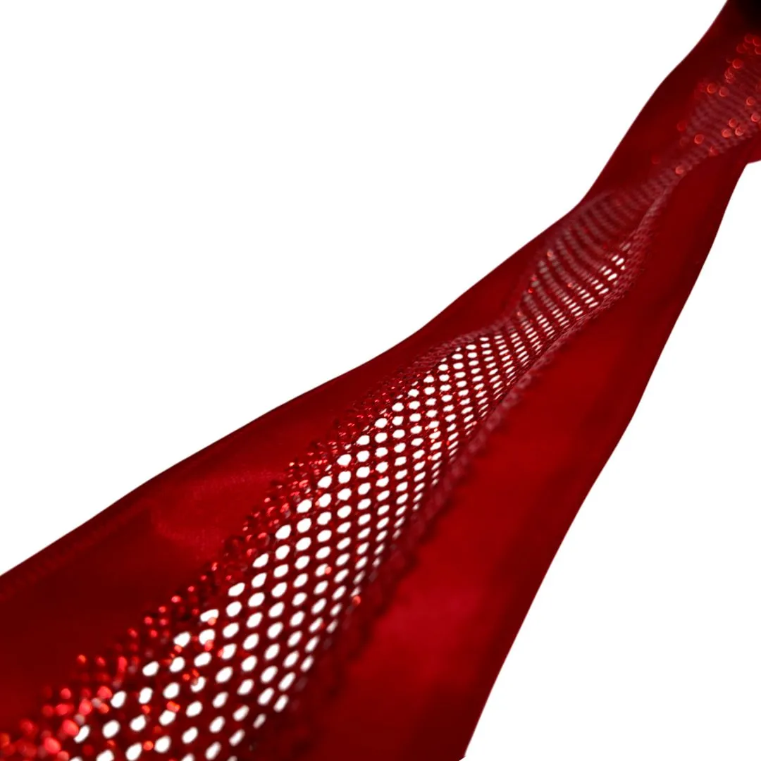 FITA ARAMADA VERMELHO COM RENDA 6,3CM X 9,14M