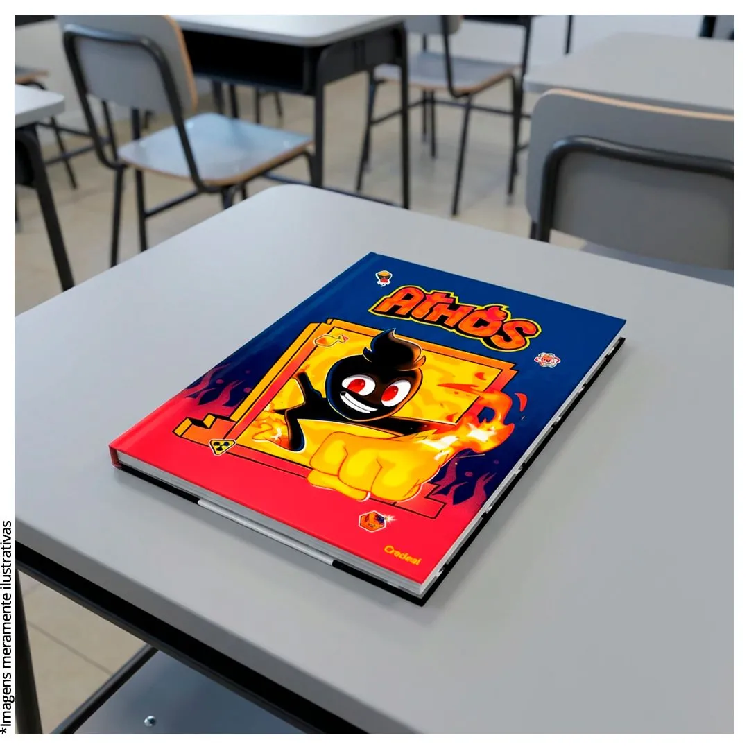 CADERNO BROCHURA UNIVERSITÁRIO COSTURADO CAPA DURA 80 FOLHAS ATHOS E PROBLEMS 275MM & 202MM