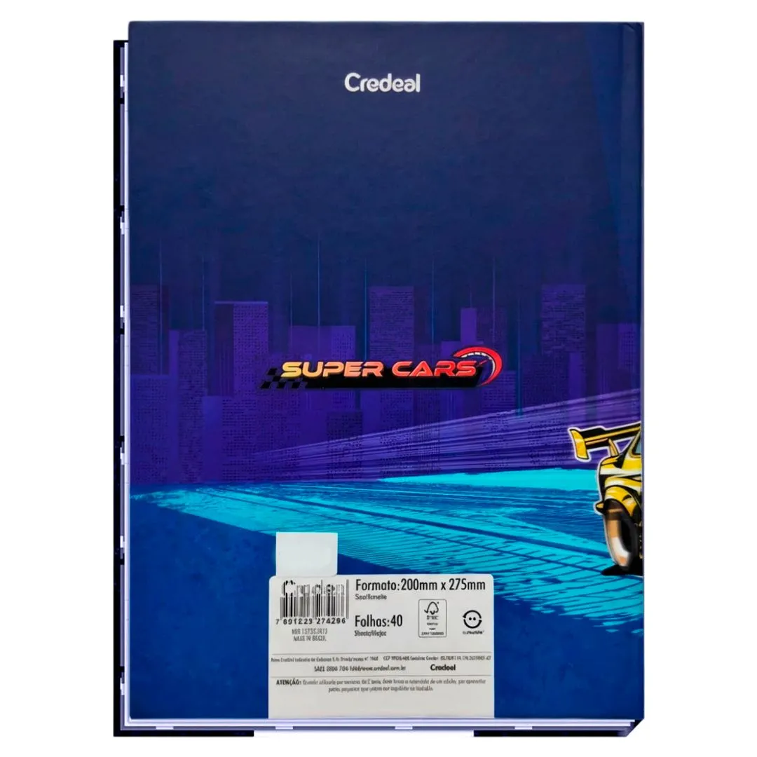 CADERNO DE CALIGRAFIA CAPA DURA 40 FOLHAS SUPER CARS