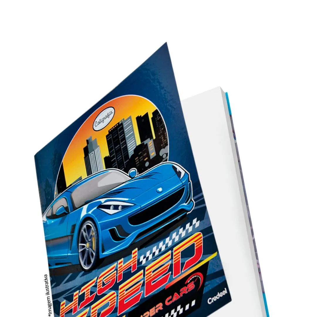 CADERNO DE CALIGRAFIA CAPA DURA 40 FOLHAS SUPER CARS