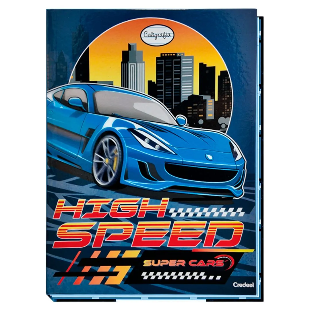 CADERNO BROCHURA UNIVERSITÁRIO COSTURADO 80 FOLHAS- SUPER CARS