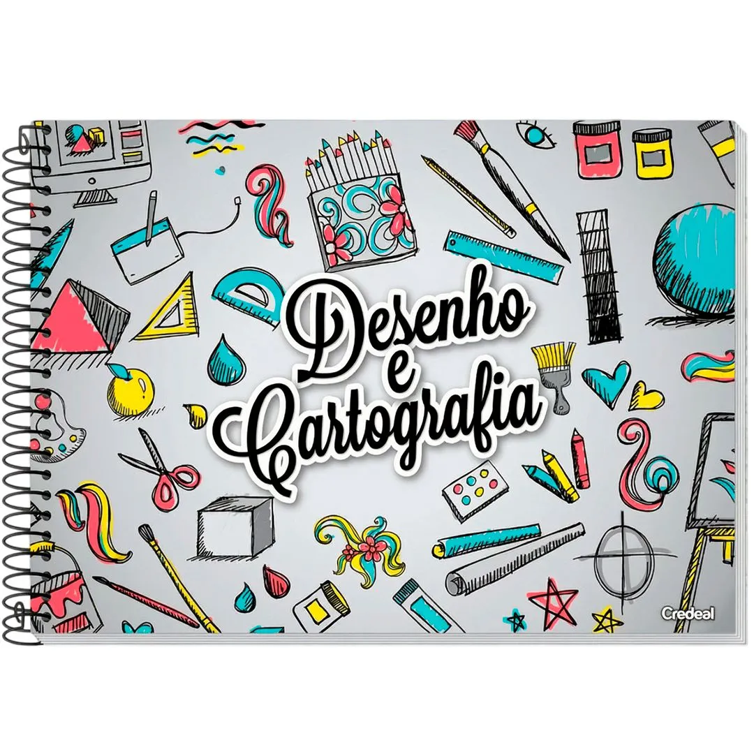 CADERNO CARTOGRÁFICO CAPA MOLE UNIVERSITÁRIO FLEXÍVEL 48 FOLHAS DESENHO