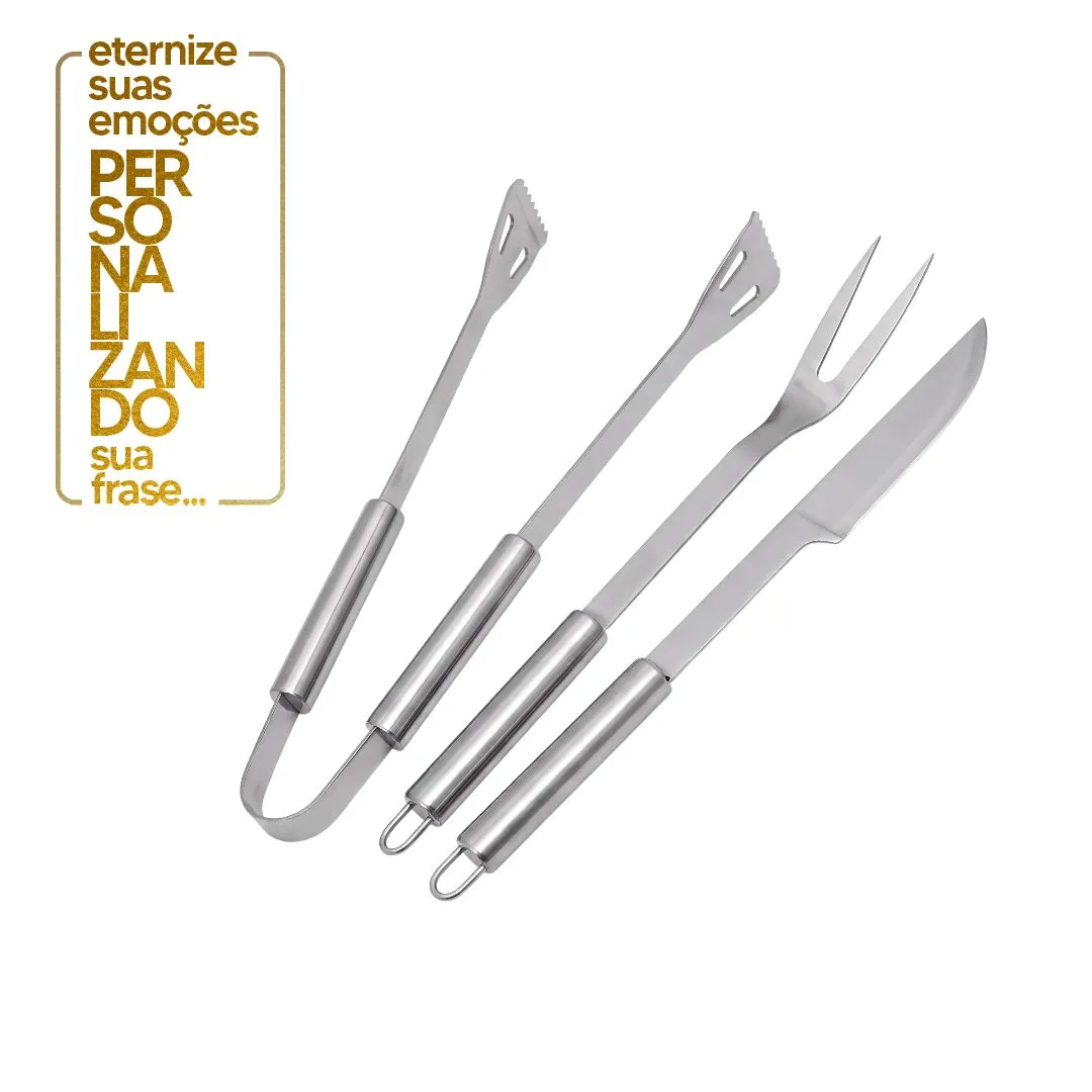 KIT CHURRASCO 3 PECAS INOX 410 & MALETA DE ALUMINIO