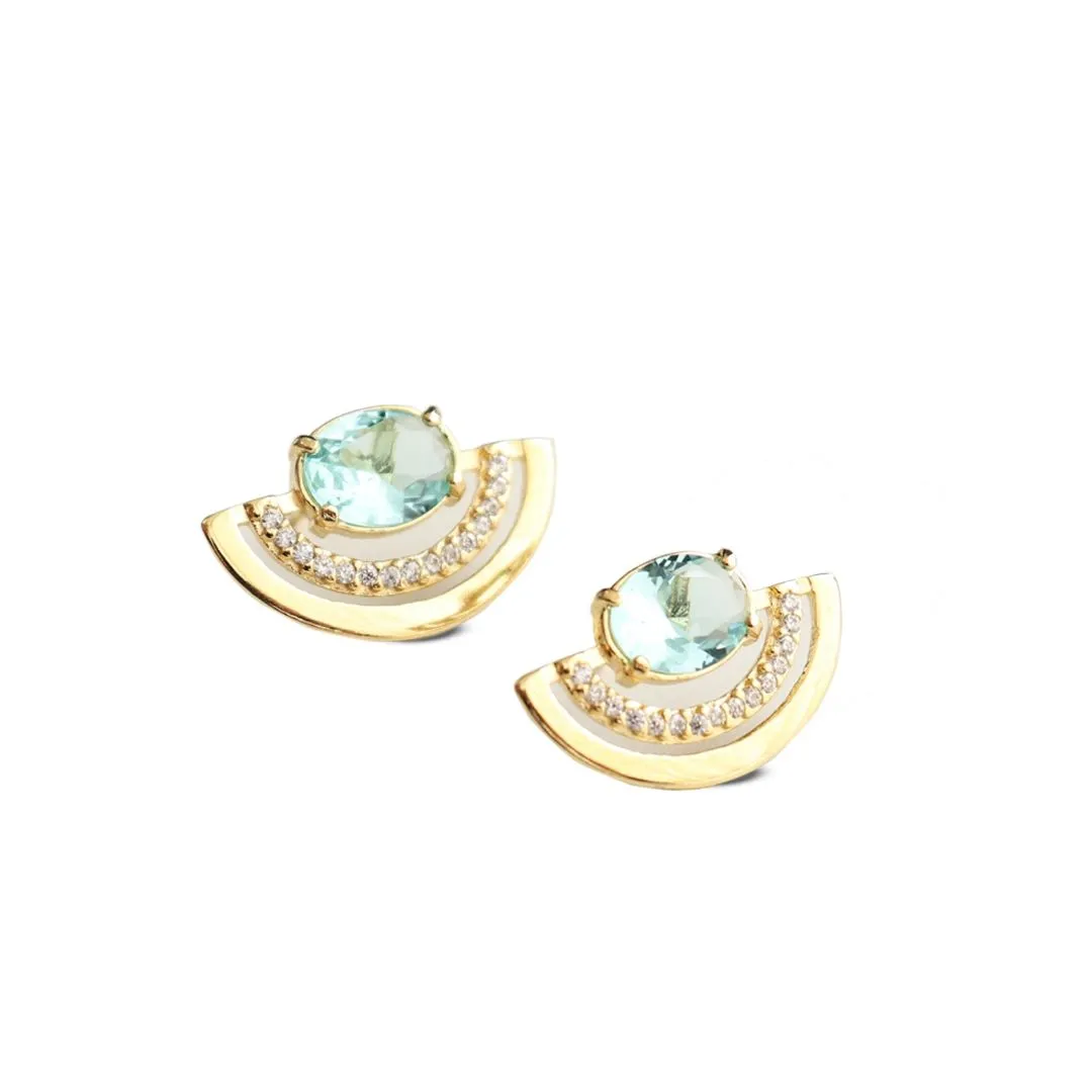 BRINCO LUA DOURADO COM PEDRA VERDE 