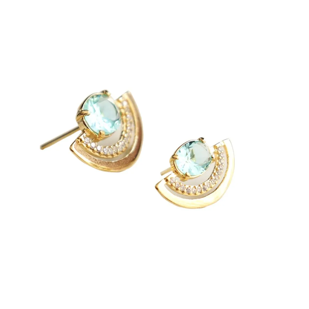 BRINCO LUA DOURADO COM PEDRA VERDE 